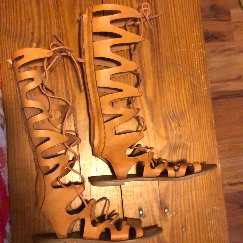 Express Lace Up Gladiator Sandals, Lt Brown